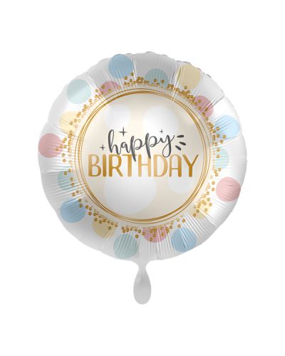 18 Foil Rainbow Polka Dot Happy Birthday Balloon